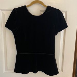Draper James velvet V back peplum top